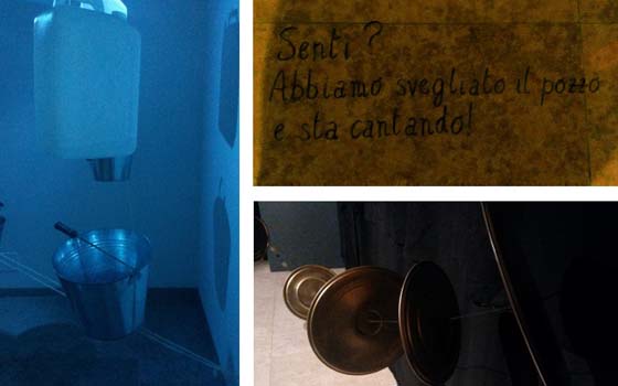 Immagine Pozzo con luce blu stelle e frase poetica